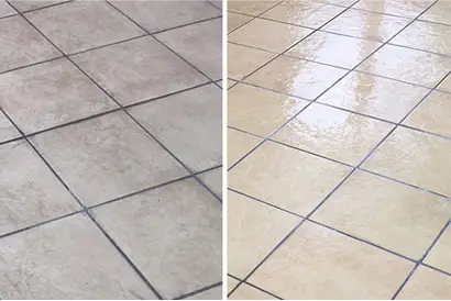 a comparison of a tile floor